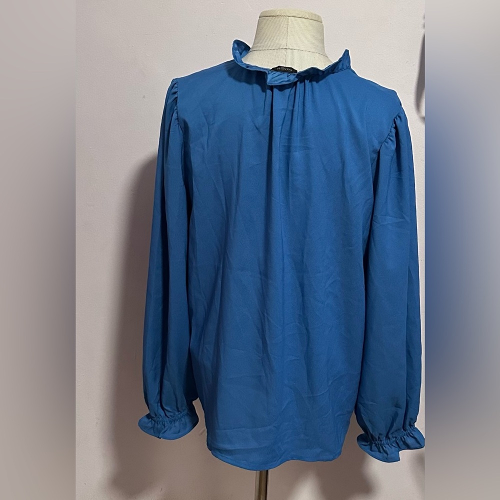Blue Ruffled Women's Top - Picture 5 of 5